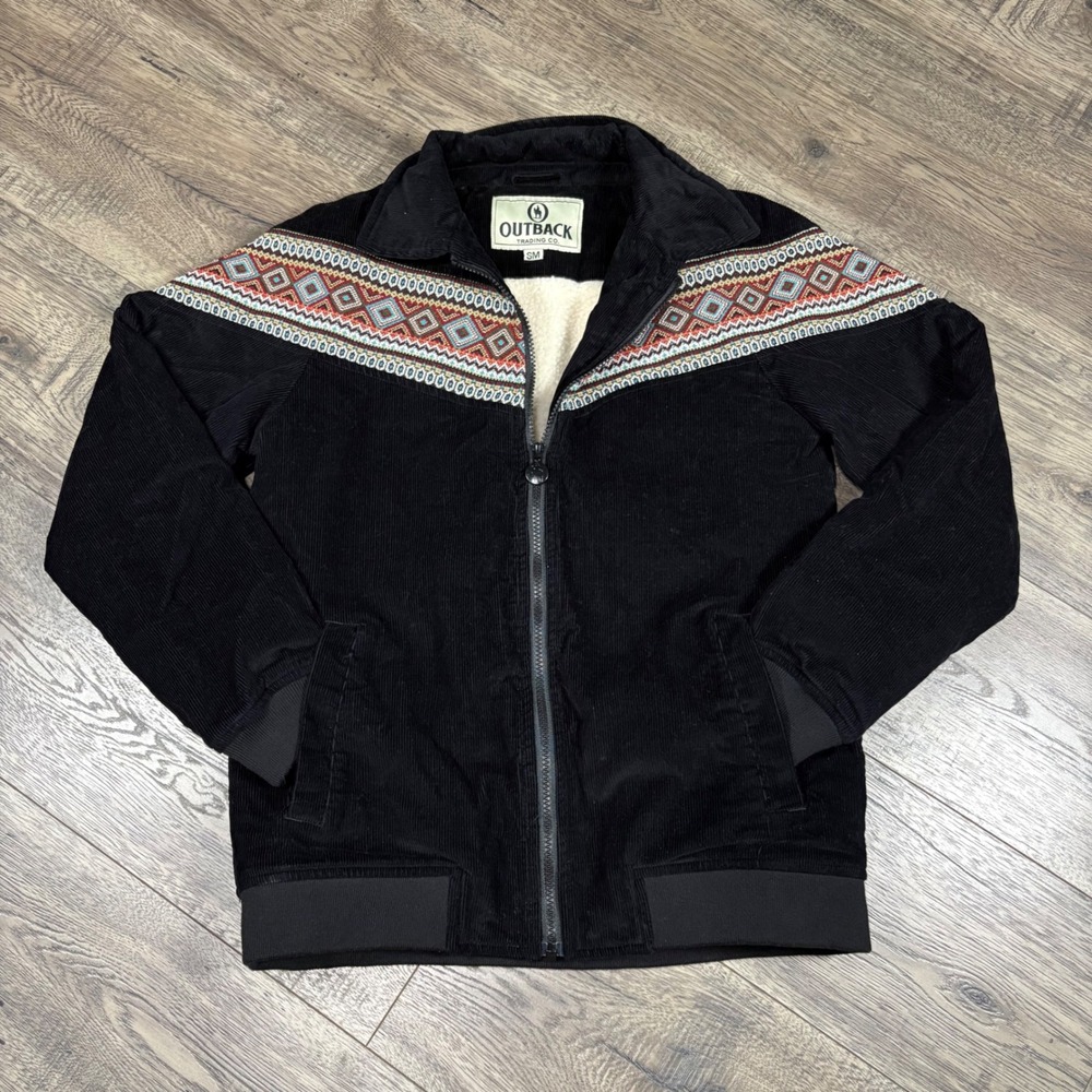 Outback Trading‎ Co Sonja Jacket Black Corduroy Sherpa Lined Southwestern Womens